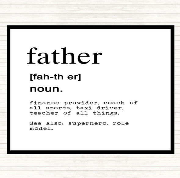 White Black Word Definition Father Quote Dinner Table Placemat