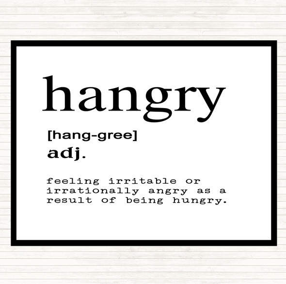 White Black Word Definition Hangry Quote Dinner Table Placemat