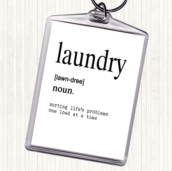 White Black Word Definition Laundry Quote Bag Tag Keychain Keyring
