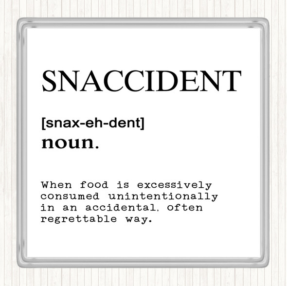 White Black Word Definition Snaccident Quote Drinks Mat Coaster