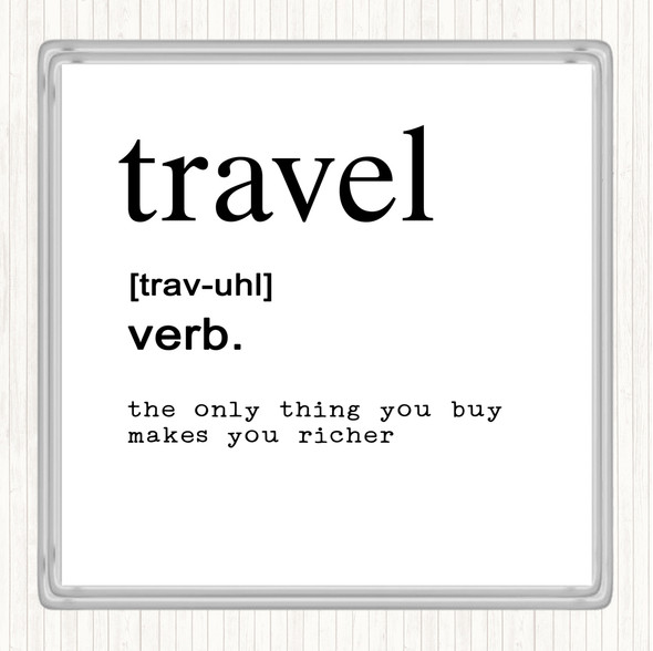 White Black Word Definition Travel Quote Drinks Mat Coaster