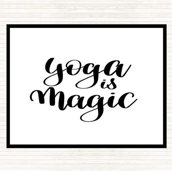White Black Yoga Is Magic Quote Mouse Mat Pad