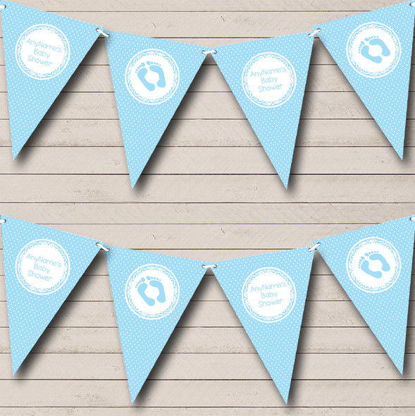 Polkadot Sky Blue Personalised Baby Shower Bunting