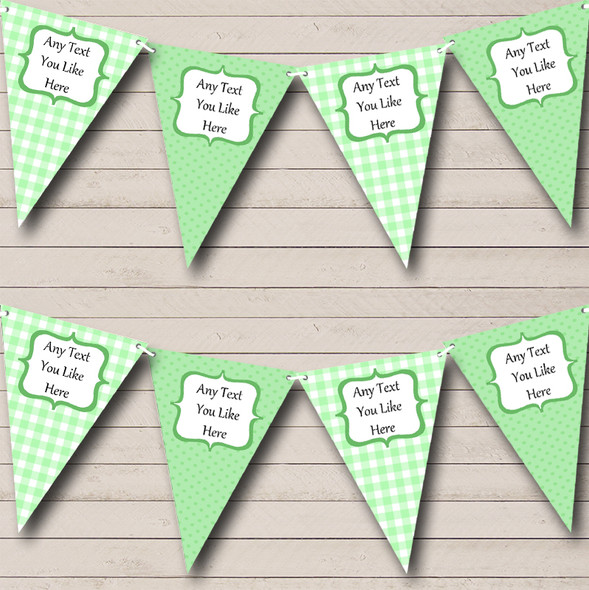 Green Gingham And Polka Dot Personalised Baby Shower Bunting