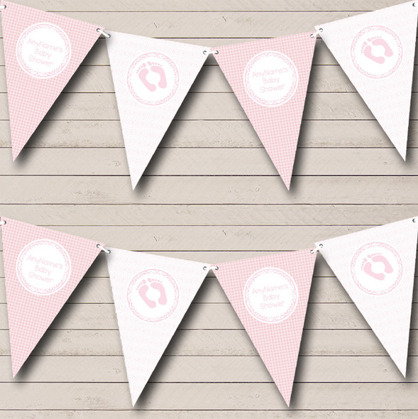 Girl Pink Dots And Diamonds Personalised Baby Shower Bunting