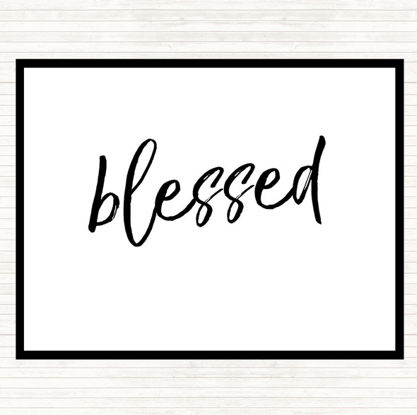 White Black Blessed Quote Mouse Mat Pad