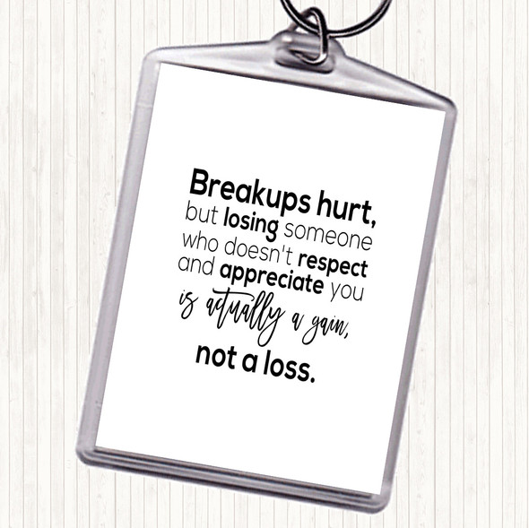 White Black Breakups Hurt Quote Bag Tag Keychain Keyring