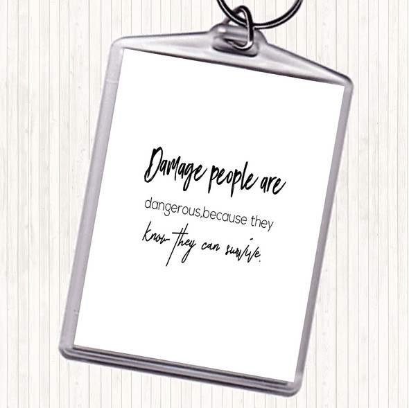 White Black Can Survive Quote Bag Tag Keychain Keyring