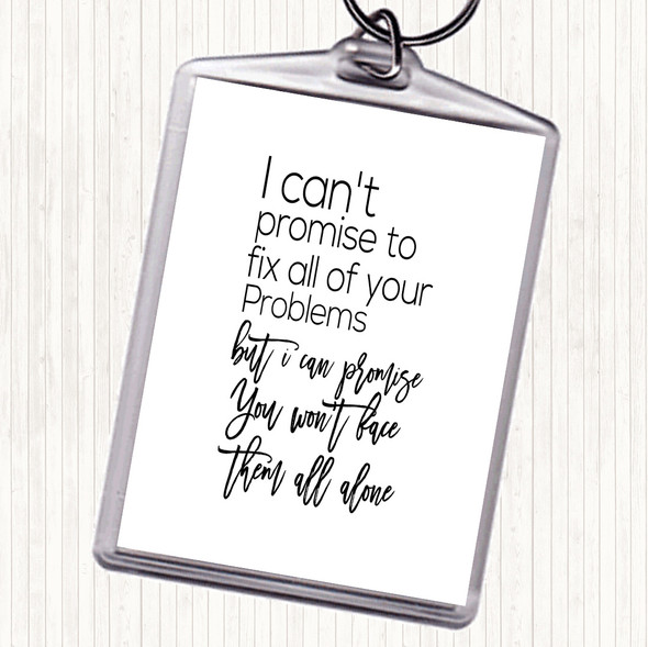 White Black Cant Promise Quote Bag Tag Keychain Keyring