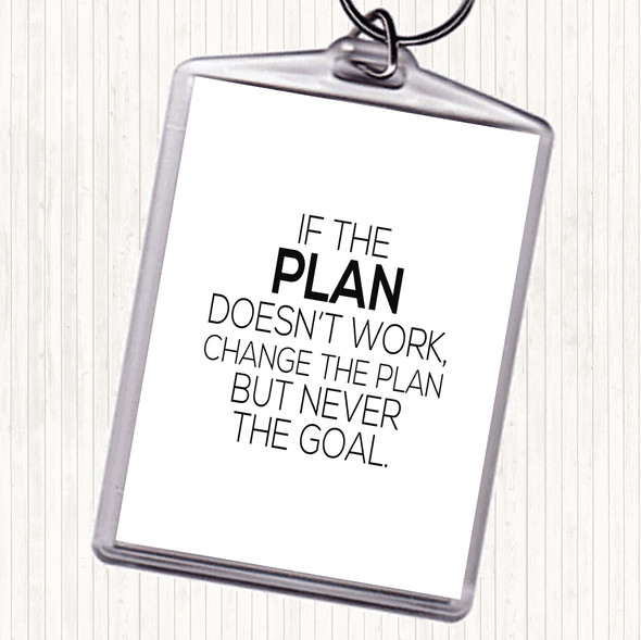 White Black Change The Plan Quote Bag Tag Keychain Keyring