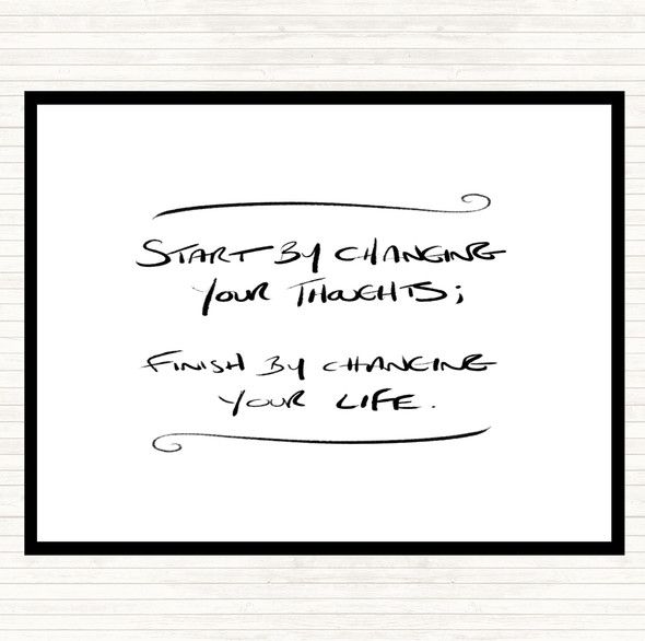 White Black Change Thoughts Quote Dinner Table Placemat