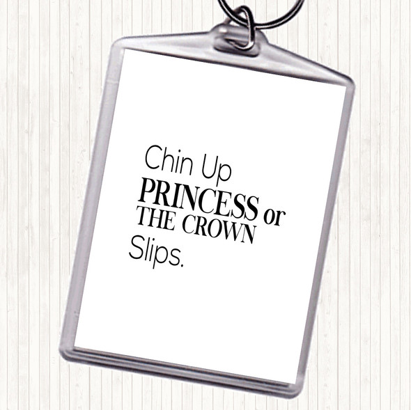 White Black Chin Up Quote Bag Tag Keychain Keyring
