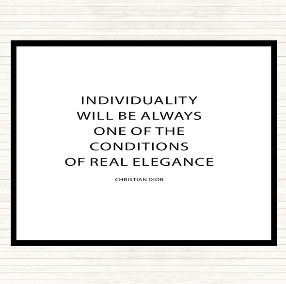 White Black Christian Dior Individuality Quote Mouse Mat Pad