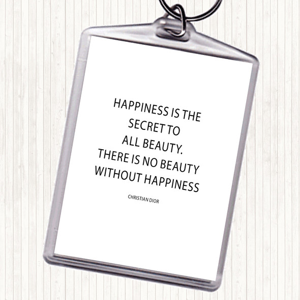 White Black Christian Dior Secret To Beauty Quote Bag Tag Keychain Keyring