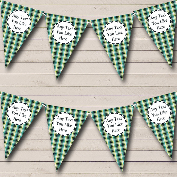 Shades Of Blue Green Squares Personalised Birthday Party Bunting
