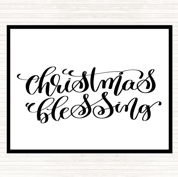 White Black Christmas Blessing Quote Mouse Mat Pad