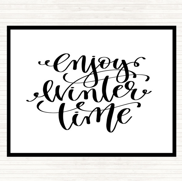 White Black Christmas Enjoy Winter Quote Dinner Table Placemat