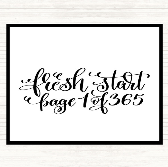 White Black Christmas Fresh Start Quote Mouse Mat Pad
