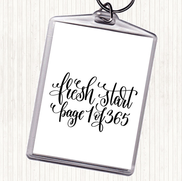 White Black Christmas Fresh Start Quote Bag Tag Keychain Keyring