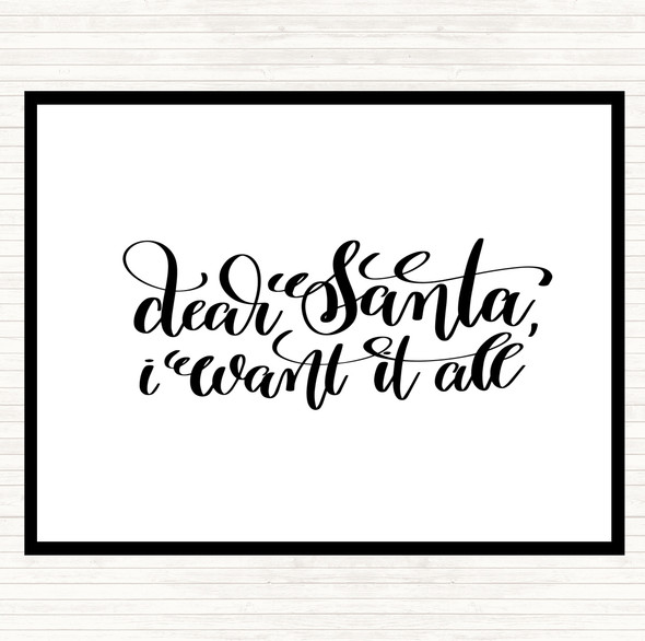 White Black Christmas I Want It All Quote Mouse Mat Pad