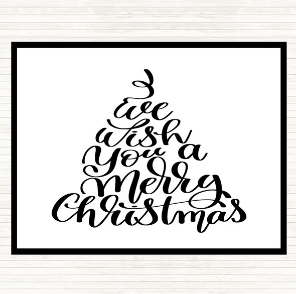 White Black Christmas I Wish You A Merry Xmas Quote Mouse Mat Pad
