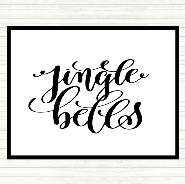 White Black Christmas Jingle Bells Quote Mouse Mat Pad