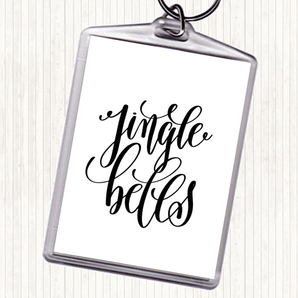 White Black Christmas Jingle Bells Quote Bag Tag Keychain Keyring