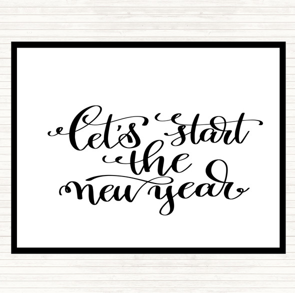 White Black Christmas Lets Start New Year Quote Dinner Table Placemat