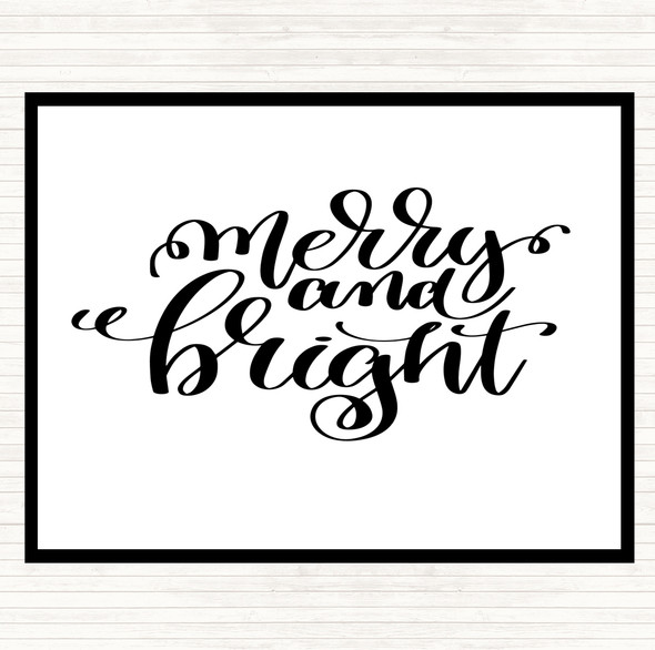 White Black Christmas Merry & Bright Quote Mouse Mat Pad