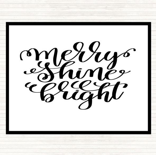 White Black Christmas Merry Shine Bright Quote Mouse Mat Pad