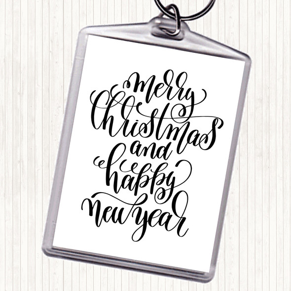 White Black Christmas Merry Xmas New Year Quote Bag Tag Keychain Keyring