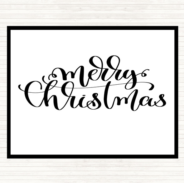 White Black Christmas Merry Xmas Quote Dinner Table Placemat