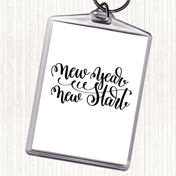 White Black Christmas New Year New Start Quote Bag Tag Keychain Keyring