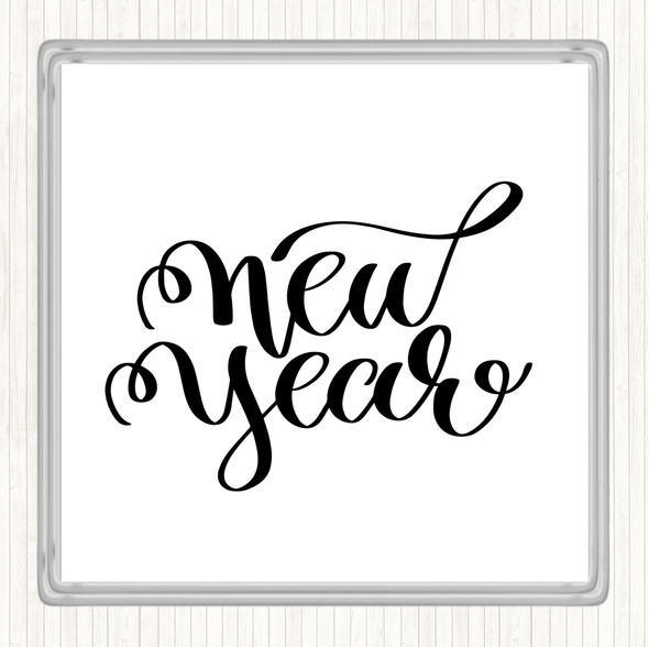 White Black Christmas New Year Quote Drinks Mat Coaster