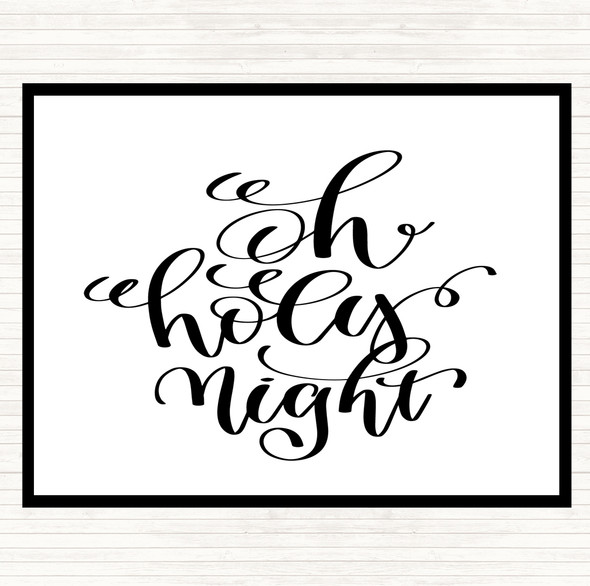 White Black Christmas Oh Holy Night Quote Mouse Mat Pad