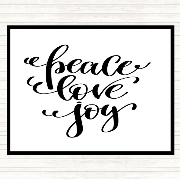 White Black Christmas Peace Love Joy Quote Dinner Table Placemat