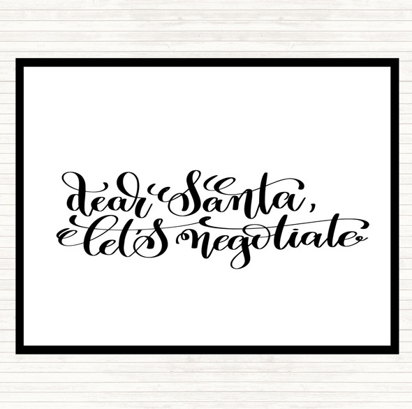 White Black Christmas Santa Let Negotiate Quote Dinner Table Placemat