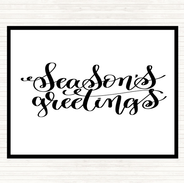 White Black Christmas Seasons Greetings Quote Dinner Table Placemat