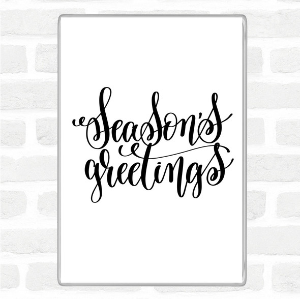 White Black Christmas Seasons Greetings Quote Jumbo Fridge Magnet