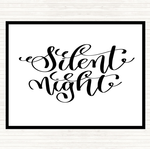 White Black Christmas Silent Night Quote Mouse Mat Pad