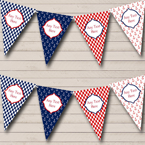 Red White Blue Nautical Sailing Sea Anchor Personalised Birthday Party Bunting