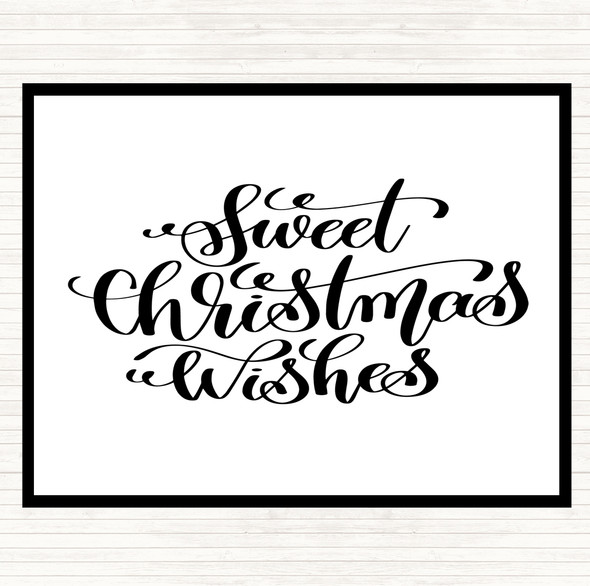 White Black Christmas Sweet Xmas Wishes Quote Dinner Table Placemat