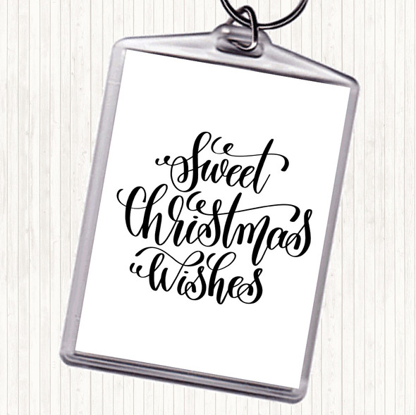 White Black Christmas Sweet Xmas Wishes Quote Bag Tag Keychain Keyring