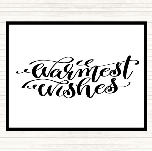 White Black Christmas Warmest Wishes Quote Dinner Table Placemat