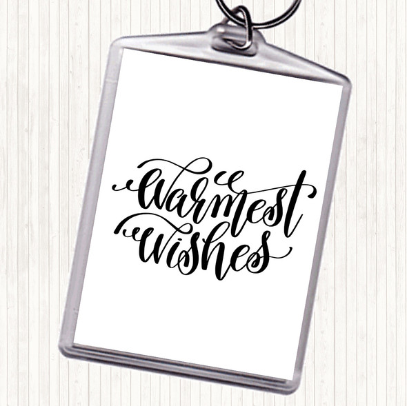 White Black Christmas Warmest Wishes Quote Bag Tag Keychain Keyring