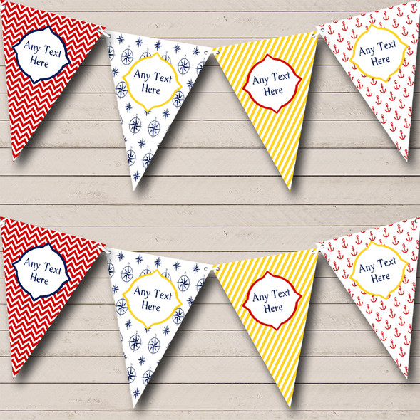 Red Blue Yellow Nautical Anchor Chevron Personalised Birthday Party Bunting