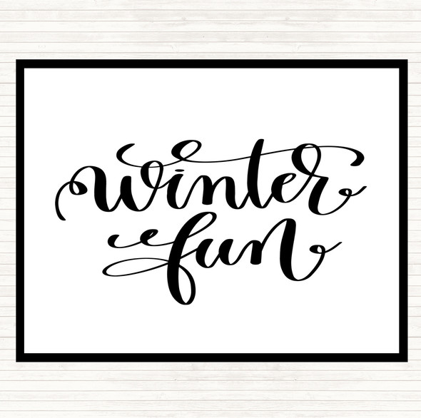 White Black Christmas Winter Fun Quote Mouse Mat Pad