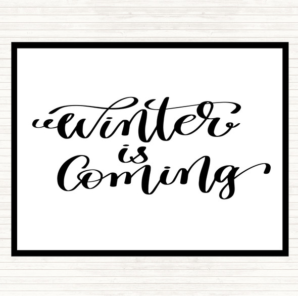 White Black Christmas Winter Is Coming Quote Mouse Mat Pad