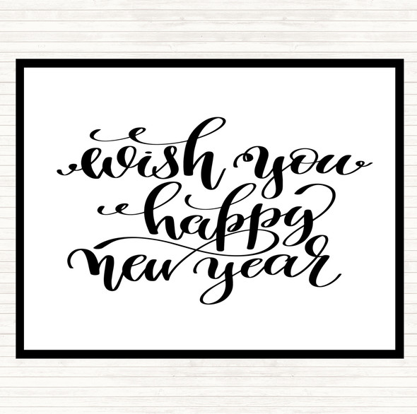 White Black Christmas Wish Happy New Year Quote Dinner Table Placemat