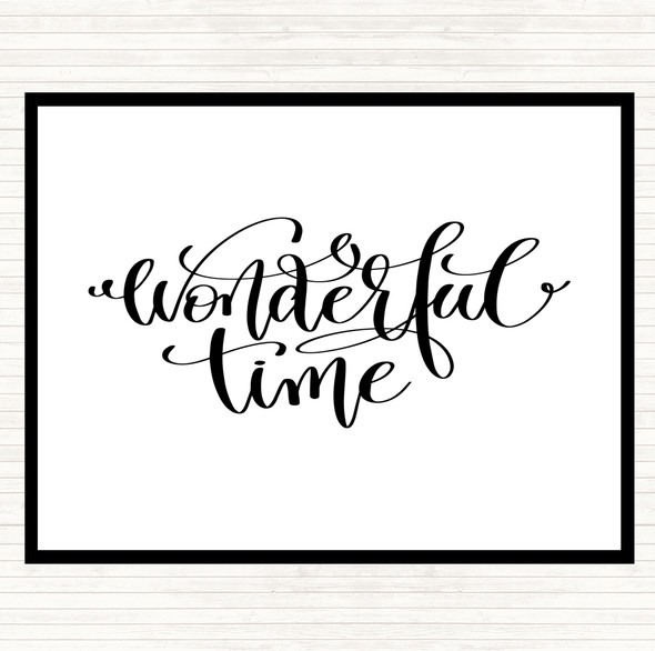 White Black Christmas Wonderful Time Quote Dinner Table Placemat